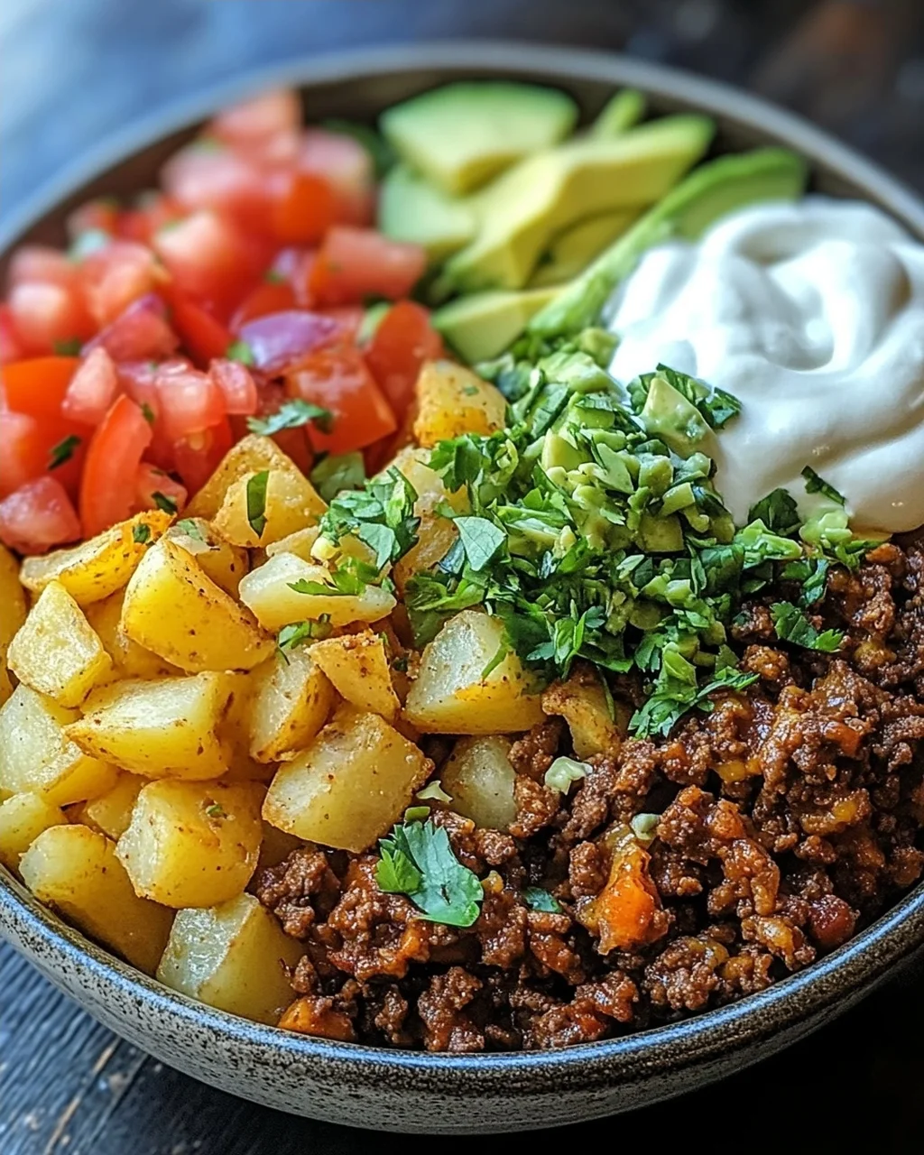Beladene Kartoffel-Taco-Schüssel für jeden Geschmack