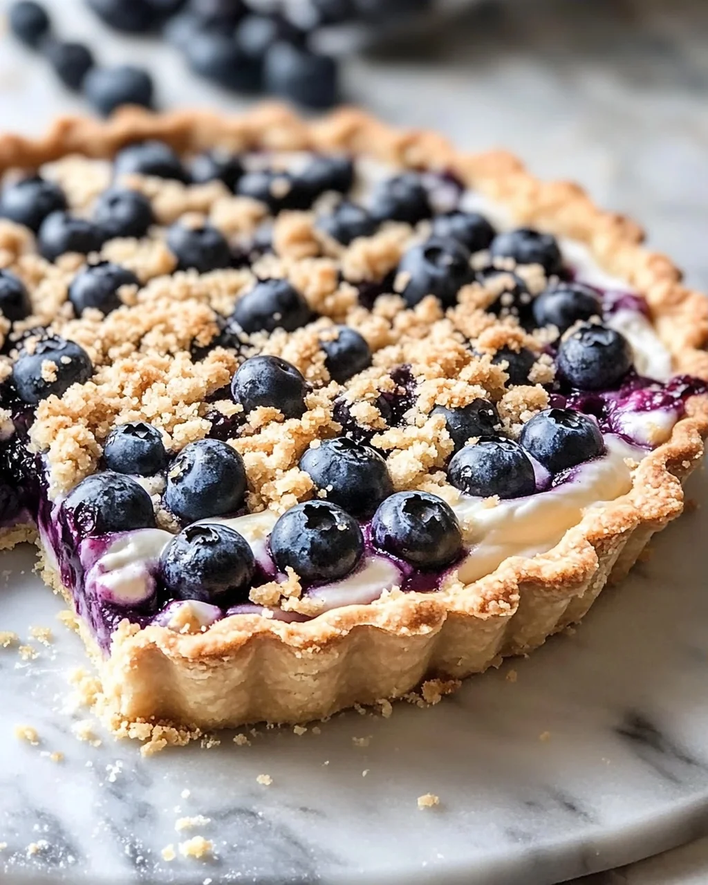Blaubeer-Tarte mit Vanille-Schmand und Streuseln