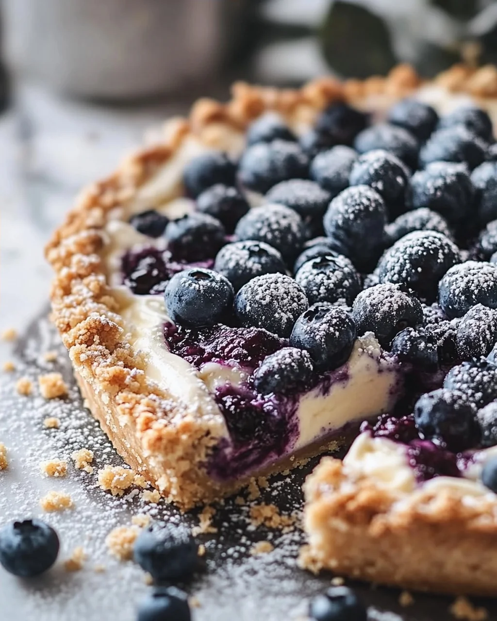Blaubeer-Tarte mit Vanille-Schmand und Streuseln