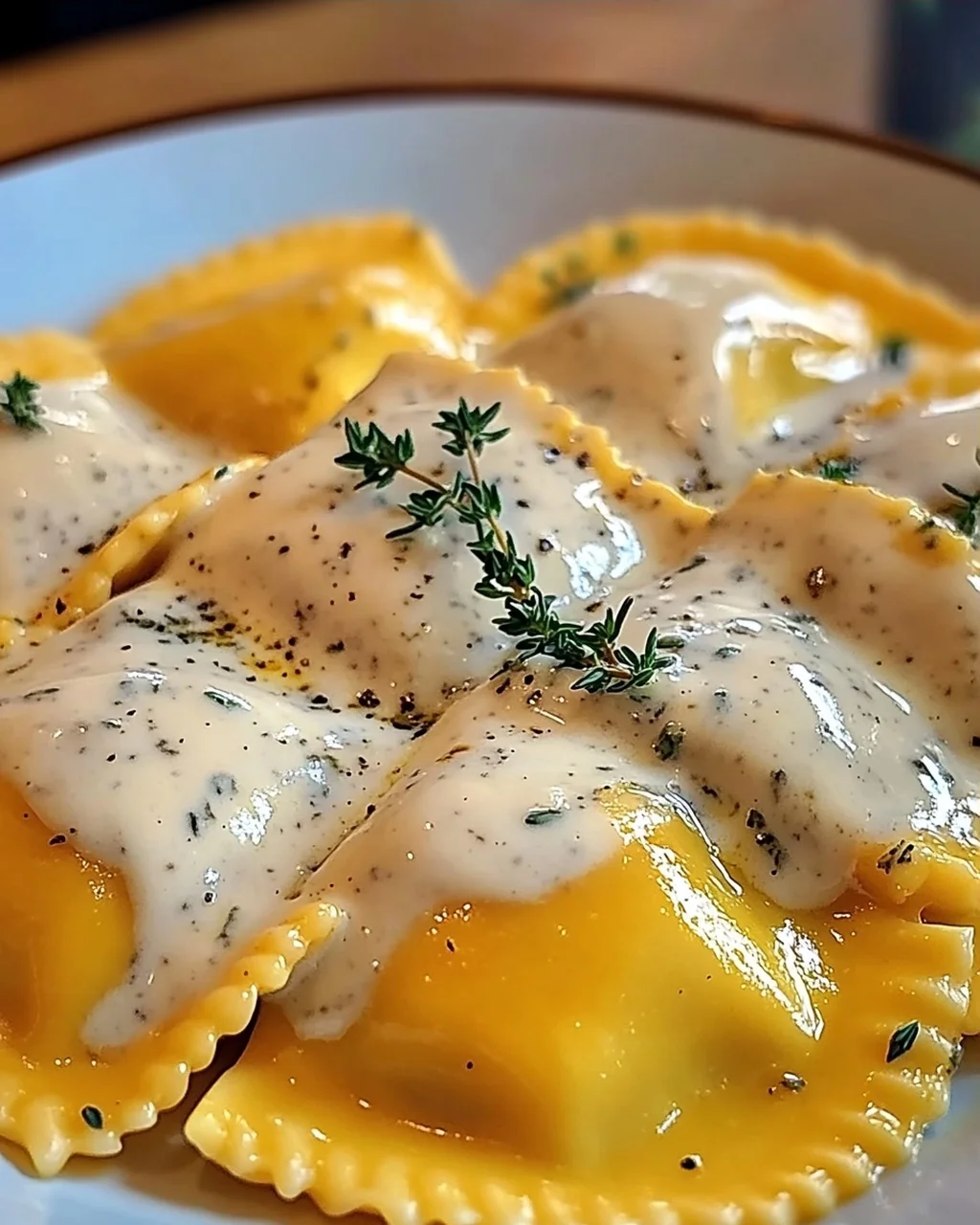 Butternut-Kürbis-Ravioli mit cremiger Sauce