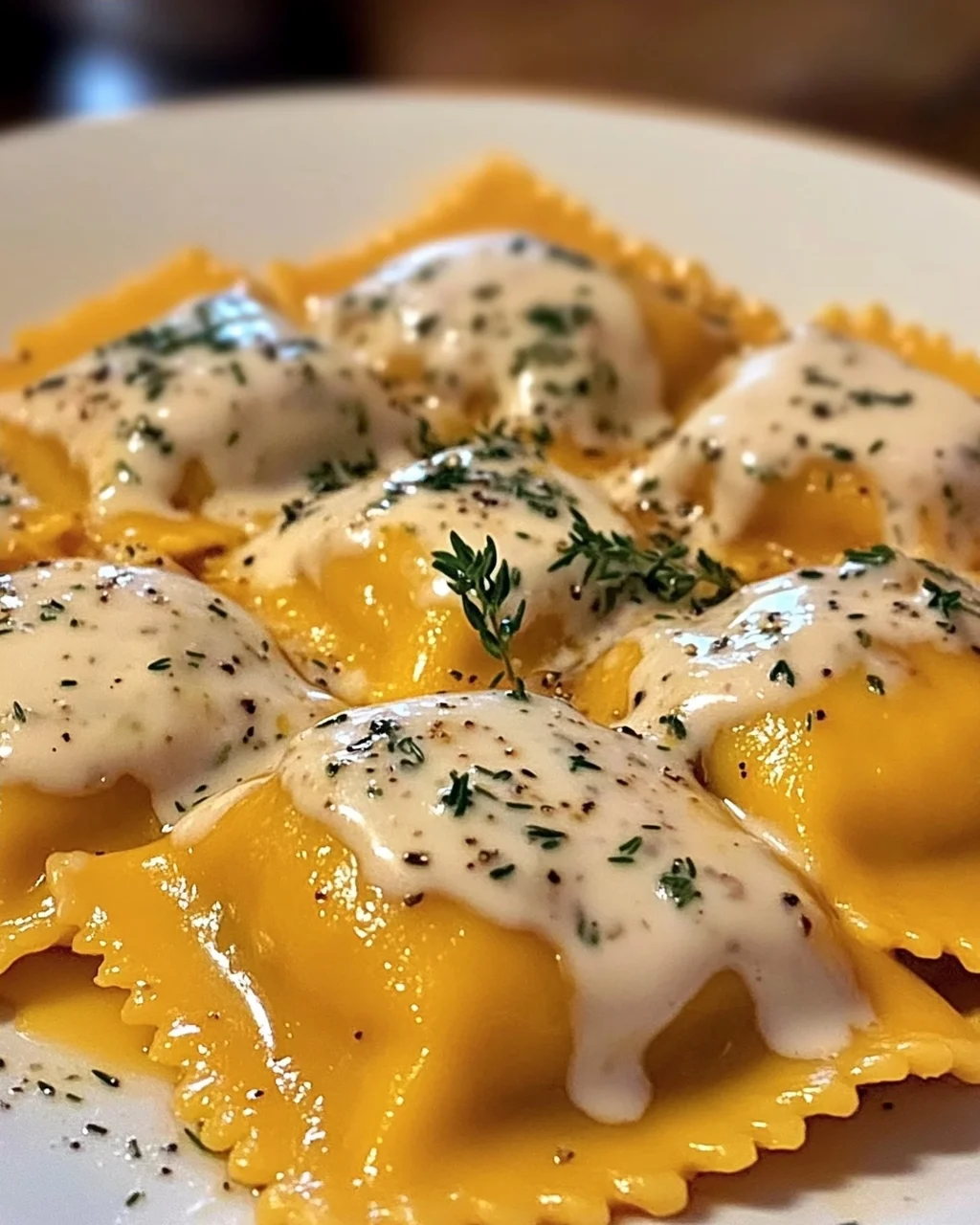 Butternut-Kürbis-Ravioli mit cremiger Sauce
