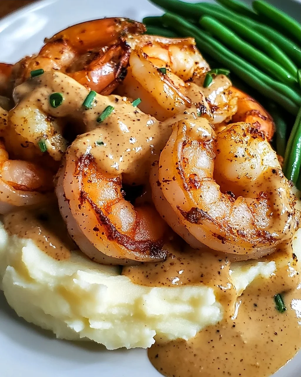 Cajun Garnelen mit Knoblauchcreme und Beilagen