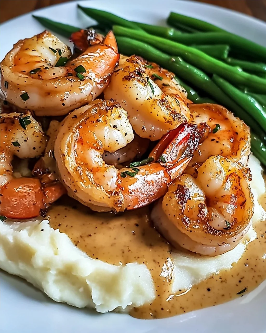 Cajun Garnelen mit Knoblauchcreme und Beilagen