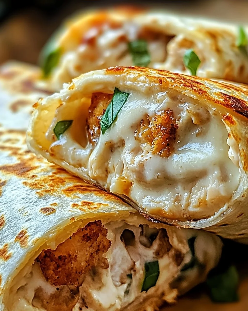 Crispy Cheesy Garlic Chicken Wraps