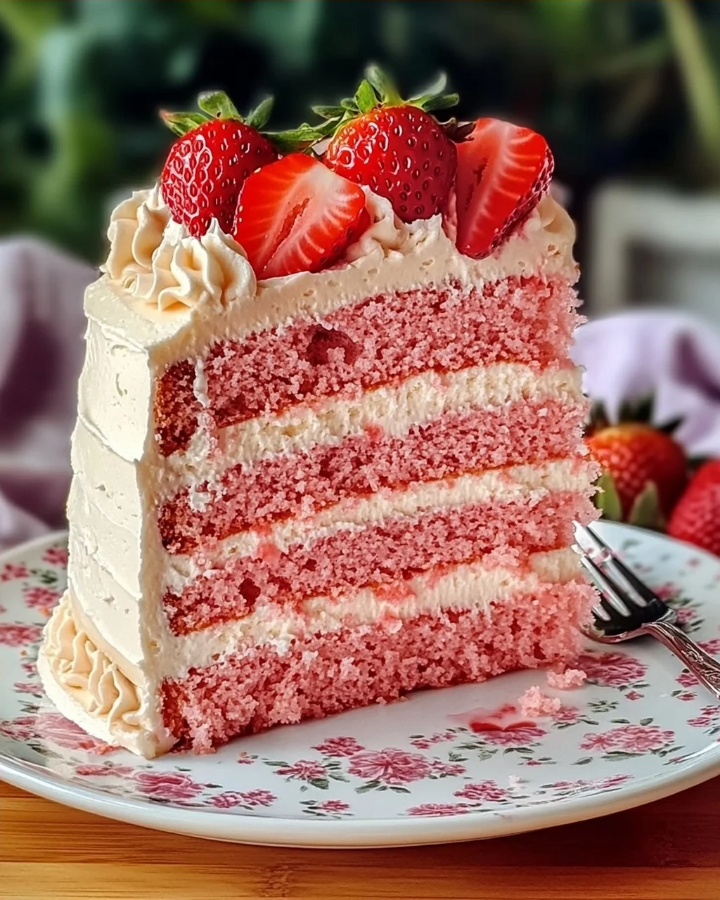 Dreischichtiger Erdbeerkuchen mit Frischkäse-Frosting