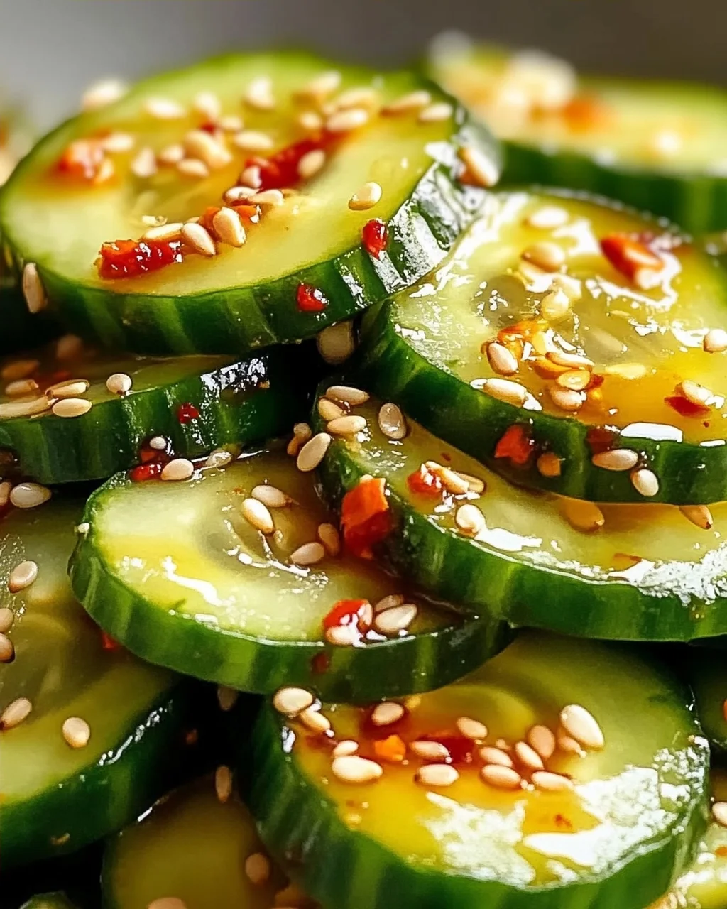 Erfrischender Asiatischer Gurkensalat mit Chili und Sesam