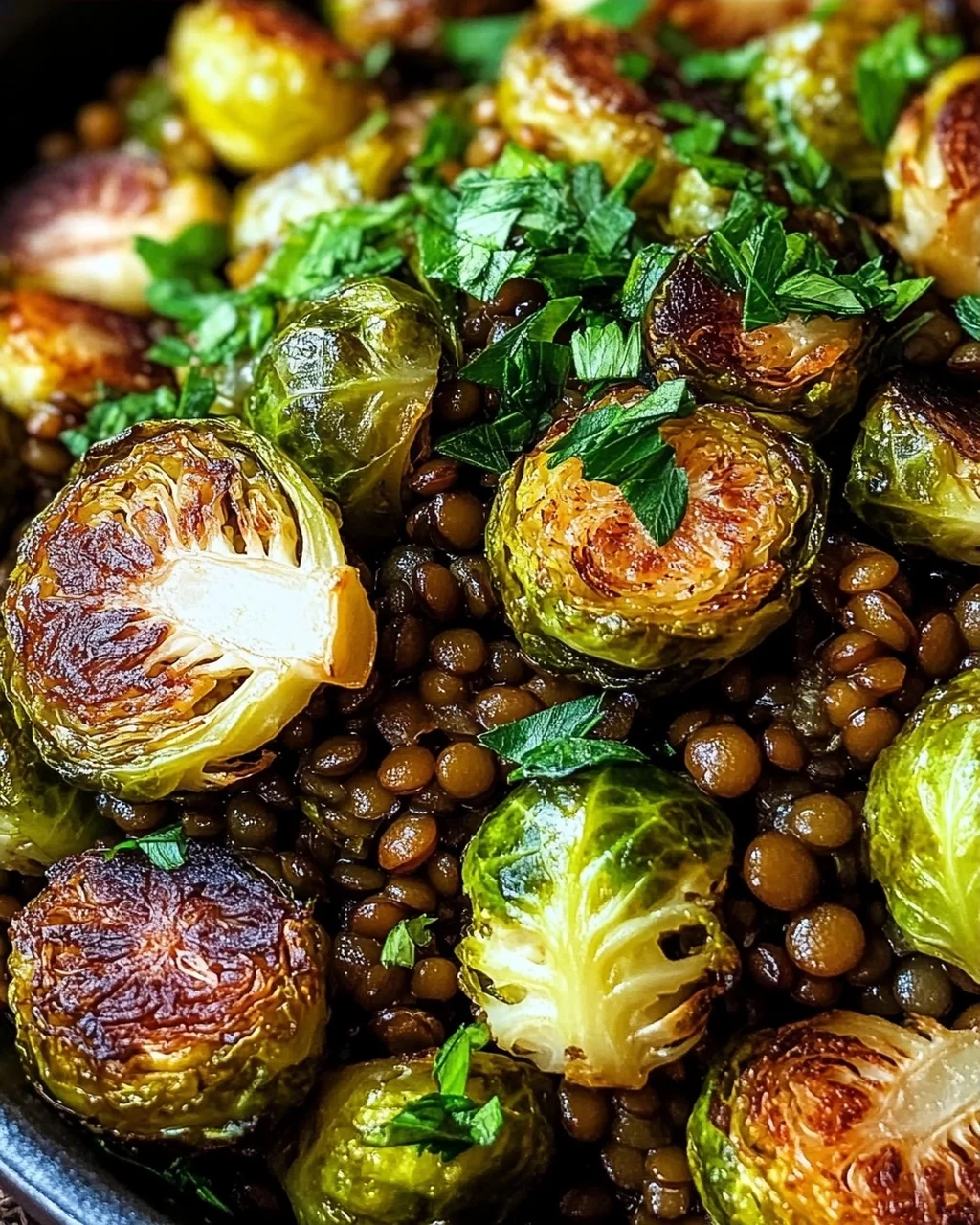Gebratener Rosenkohl mit Berglinsen