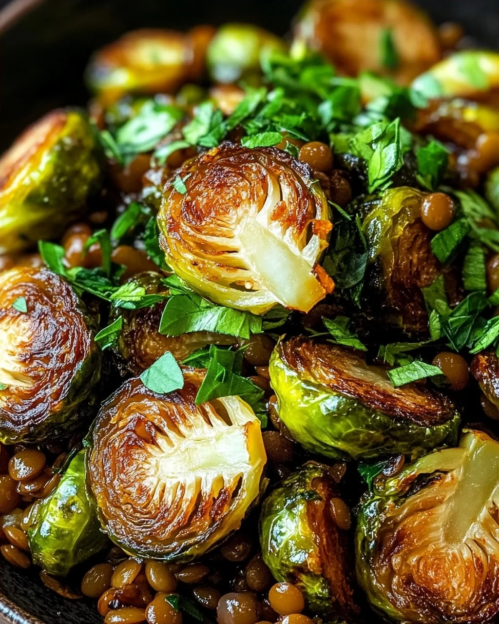 Gebratener Rosenkohl mit Berglinsen