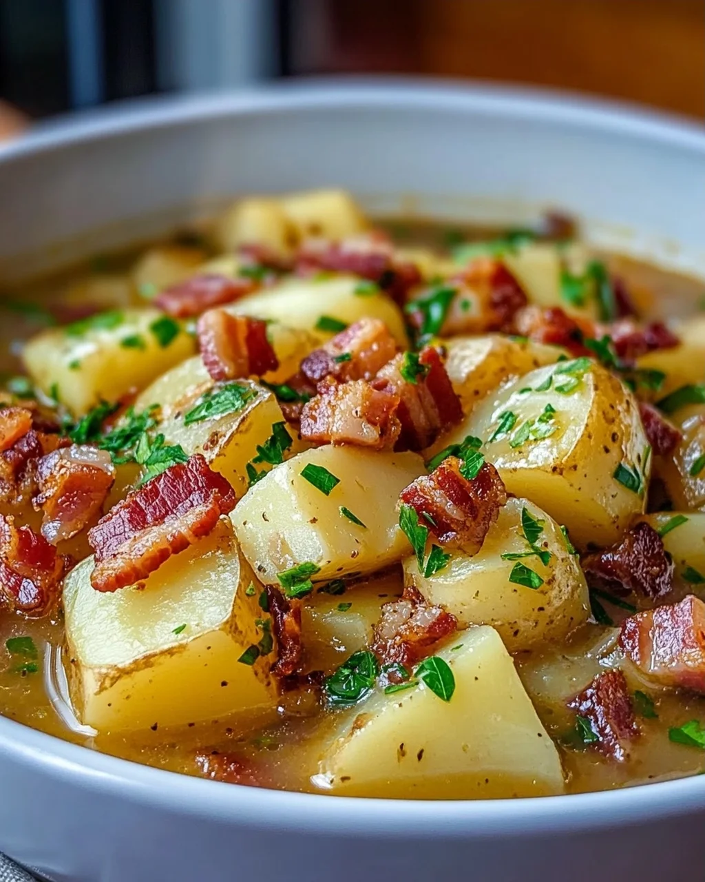 Herzhafter Kartoffel Kohlrabi Eintopf mit Speckwürfeln Rezept