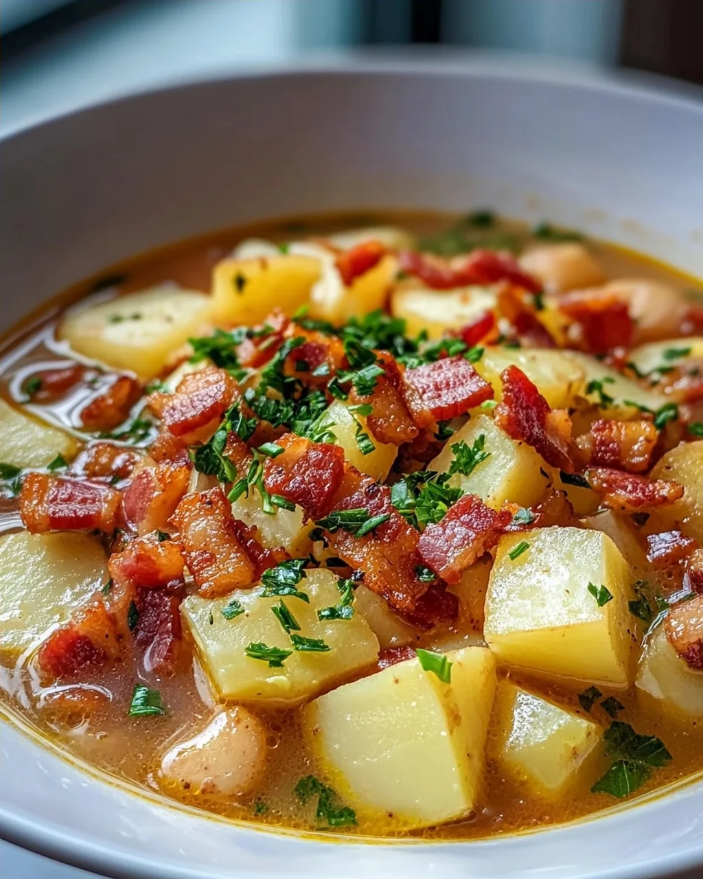 Herzhafter Kartoffel Kohlrabi Eintopf mit Speckwürfeln Rezept