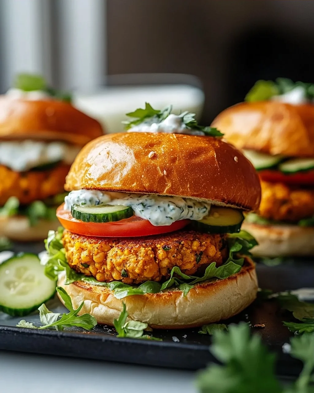 Kichererbsen-Burger mit Mini-Brötchen