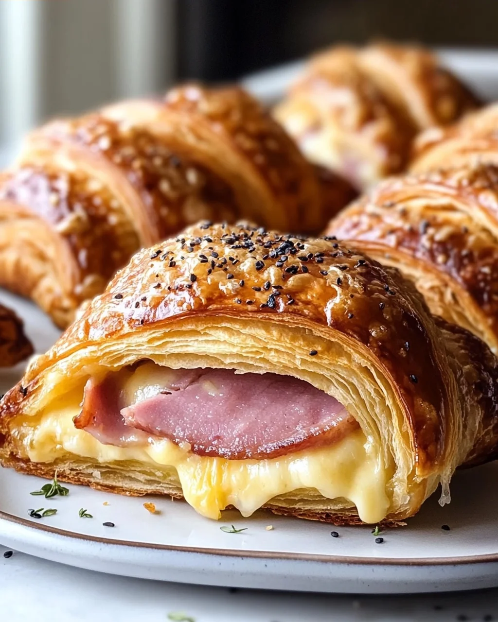Knusprige Gebackene Rinderschinken-Käse-Croissants