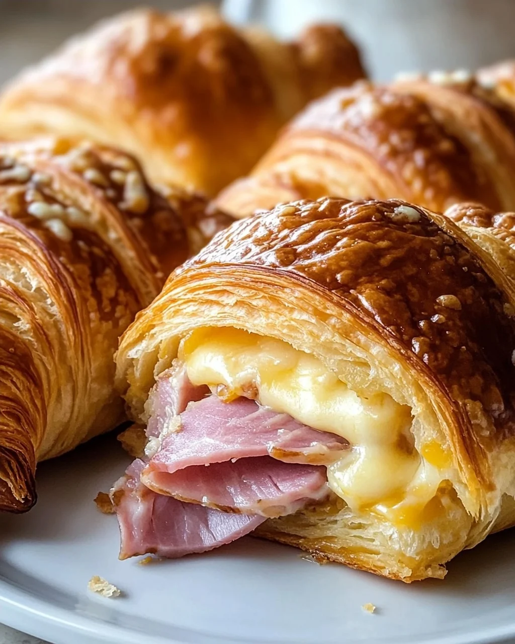 Knusprige Gebackene Rinderschinken-Käse-Croissants