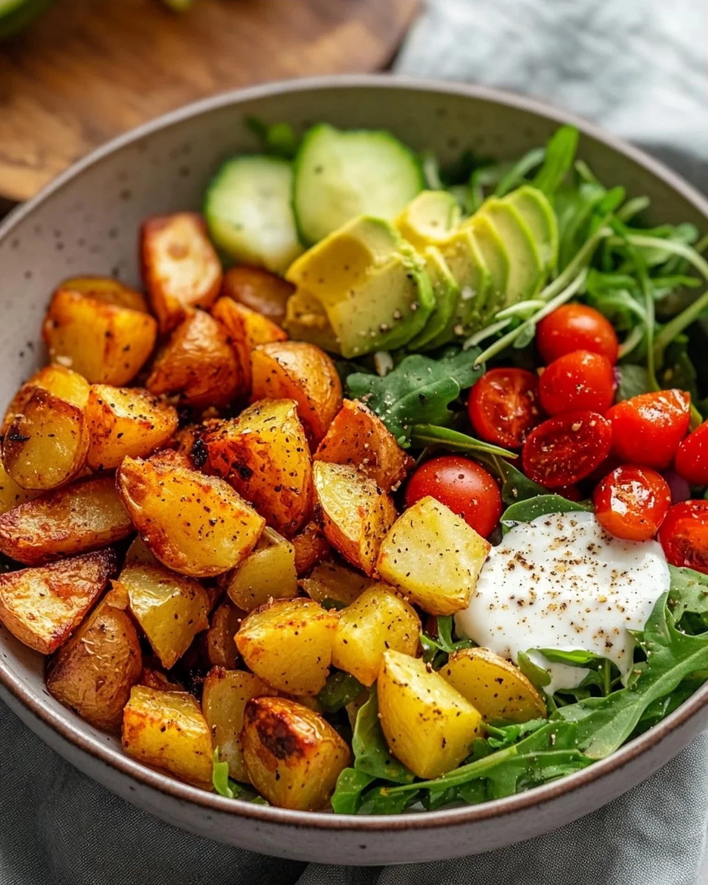 Knusprige Ofenkartoffeln Salat Bowl – Lecker und gesund!