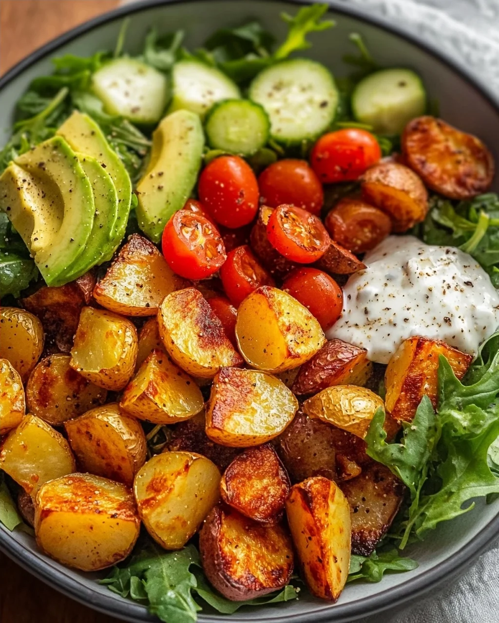 Knusprige Ofenkartoffeln Salat Bowl – Lecker und gesund!