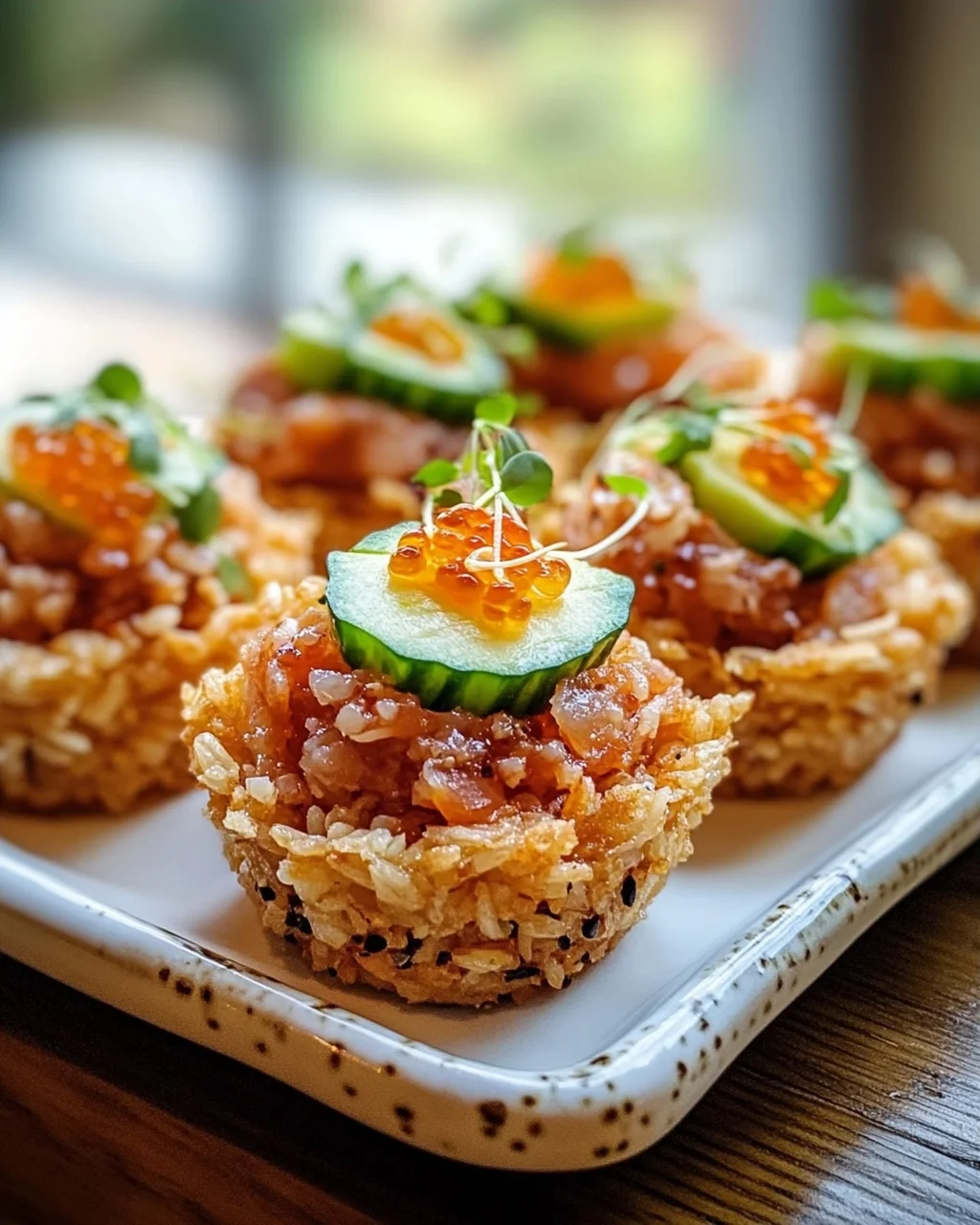 Knusprige Sushi-Tassen mit Thunfisch