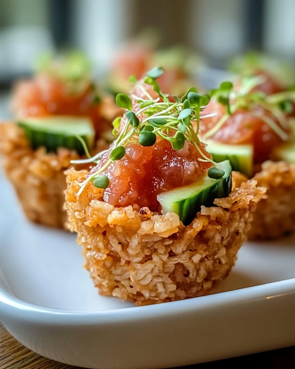 Knusprige Sushi-Tassen mit Thunfisch