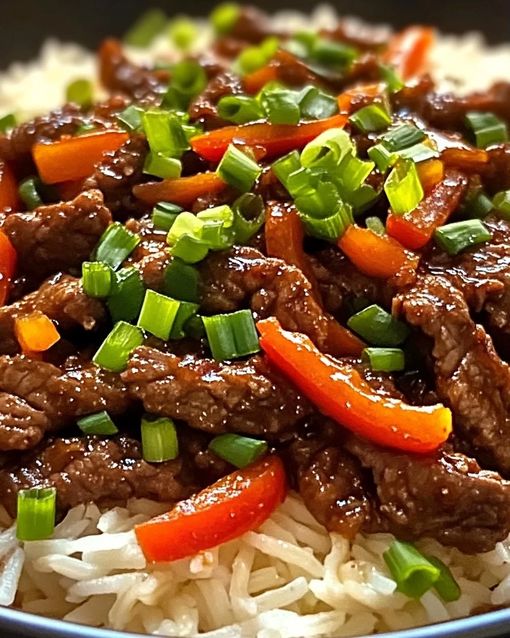 Krosse Chili Rindfleisch Reis in 15 Minuten