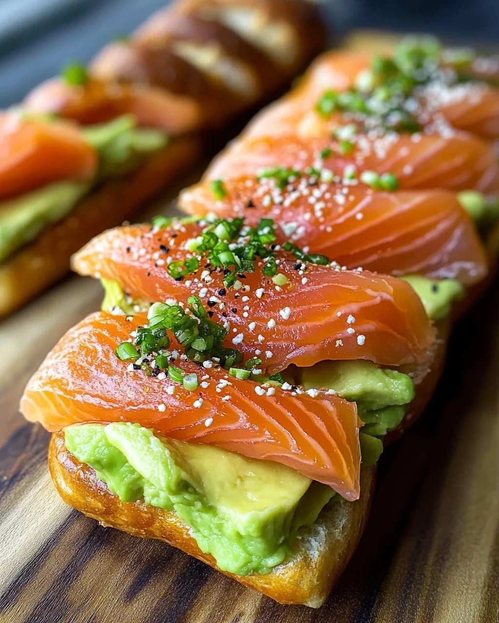 Lachs Avocado Laugenstange mit Topping