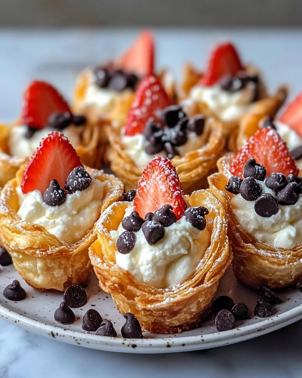 Leckere Cannoli Bites in Mini-Teigschalen für Partys
