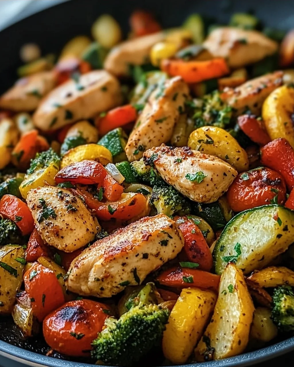 Leckere Low Carb Hähnchenpfanne mit Gemüse Rezept