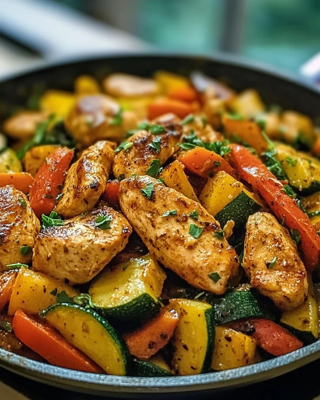 Leckere Low Carb Hähnchenpfanne mit Gemüse Rezept