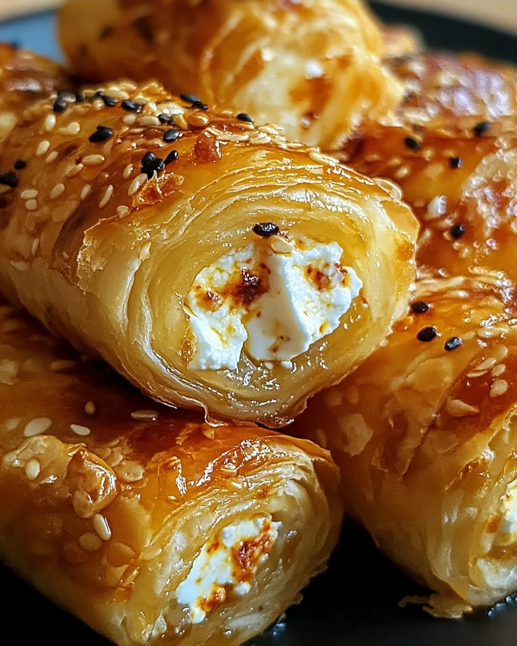 Ofen-gebackene Feta-Rollen mit Chili-Honig