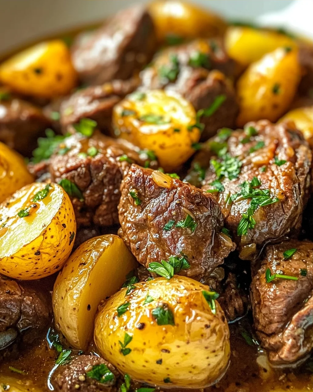 One Pot Slow Cooker Knoblauchbutter-Rindfleisch mit Kartoffeln