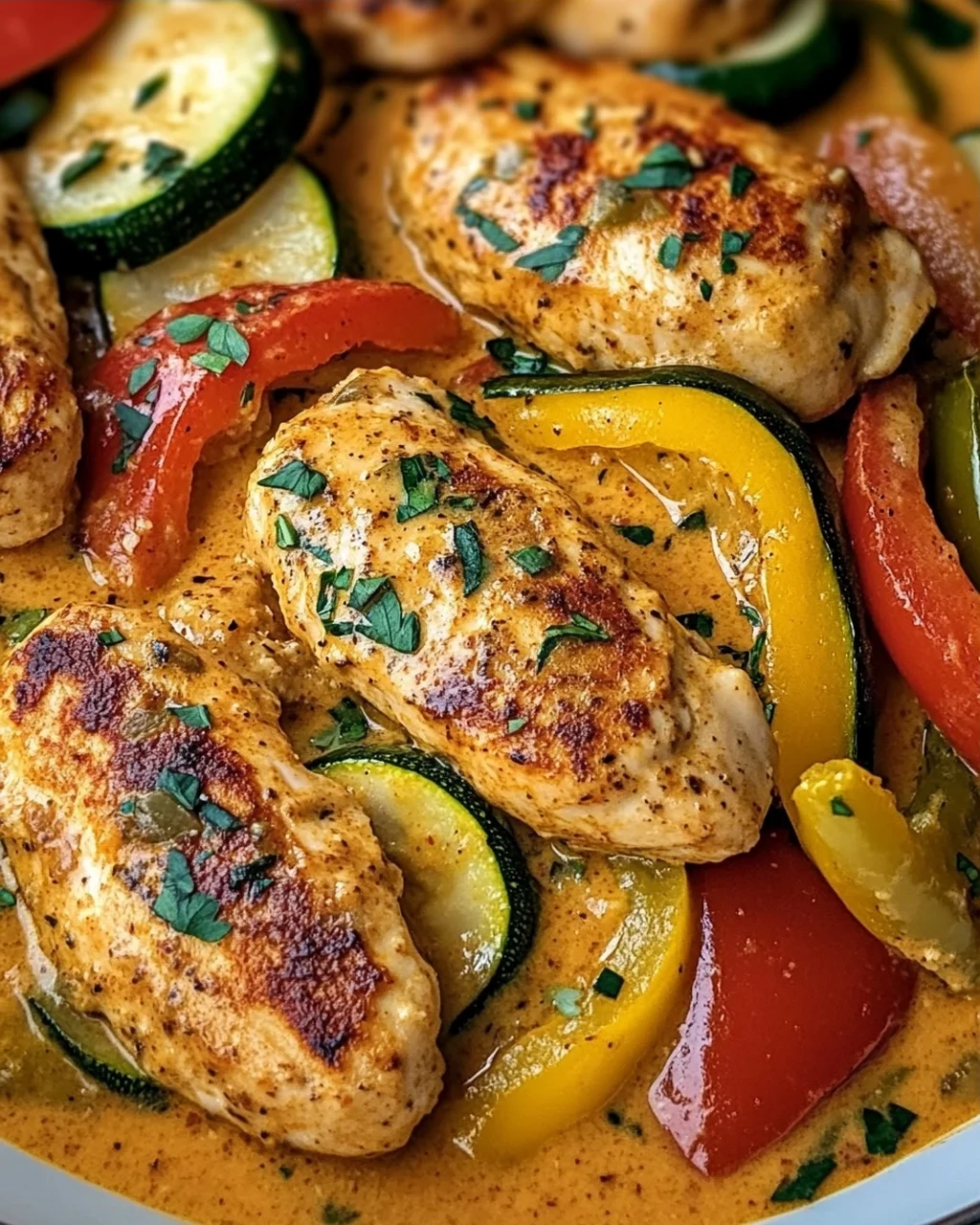 Paprika-Zucchini-Sahne-Hähnchen