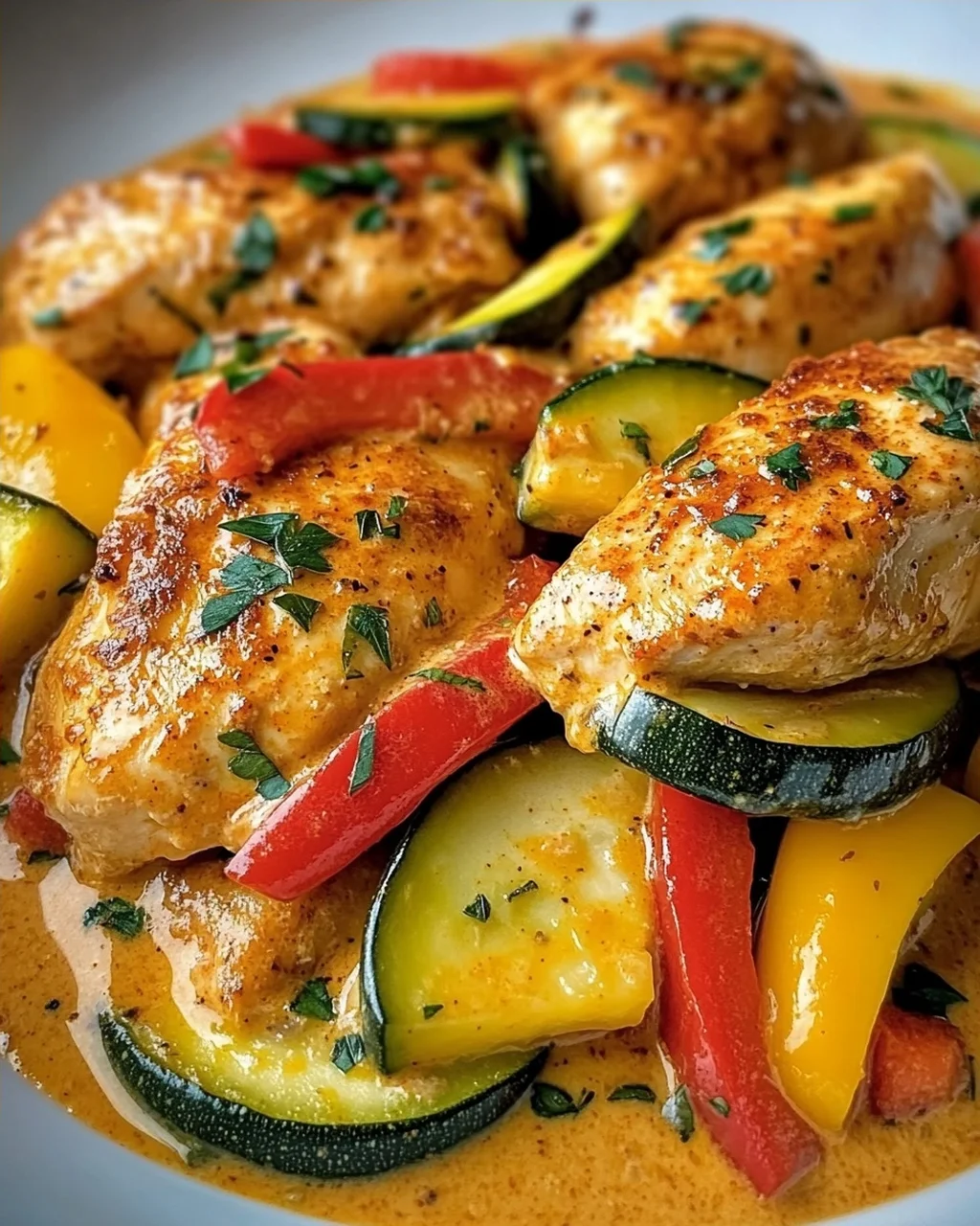Paprika-Zucchini-Sahne-Hähnchen