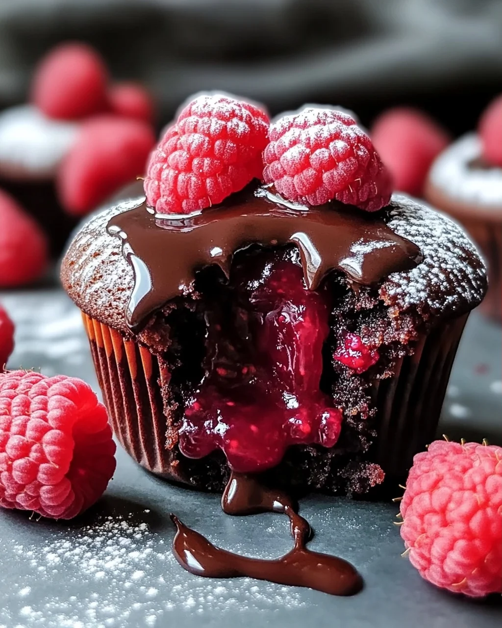 Raspberry Chocolate Lava Cupcakes