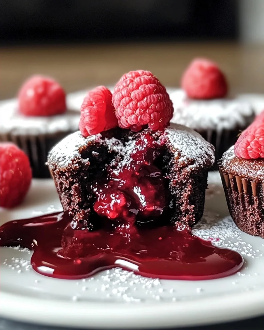 Raspberry Chocolate Lava Cupcakes