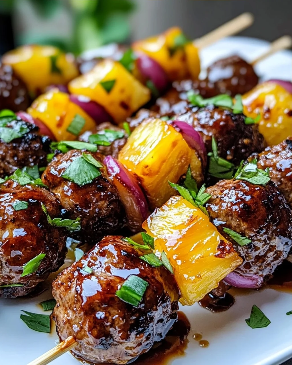 Rezept: Teriyaki Ananas Fleischbällchen-Spieße – Schnell & Lecker!