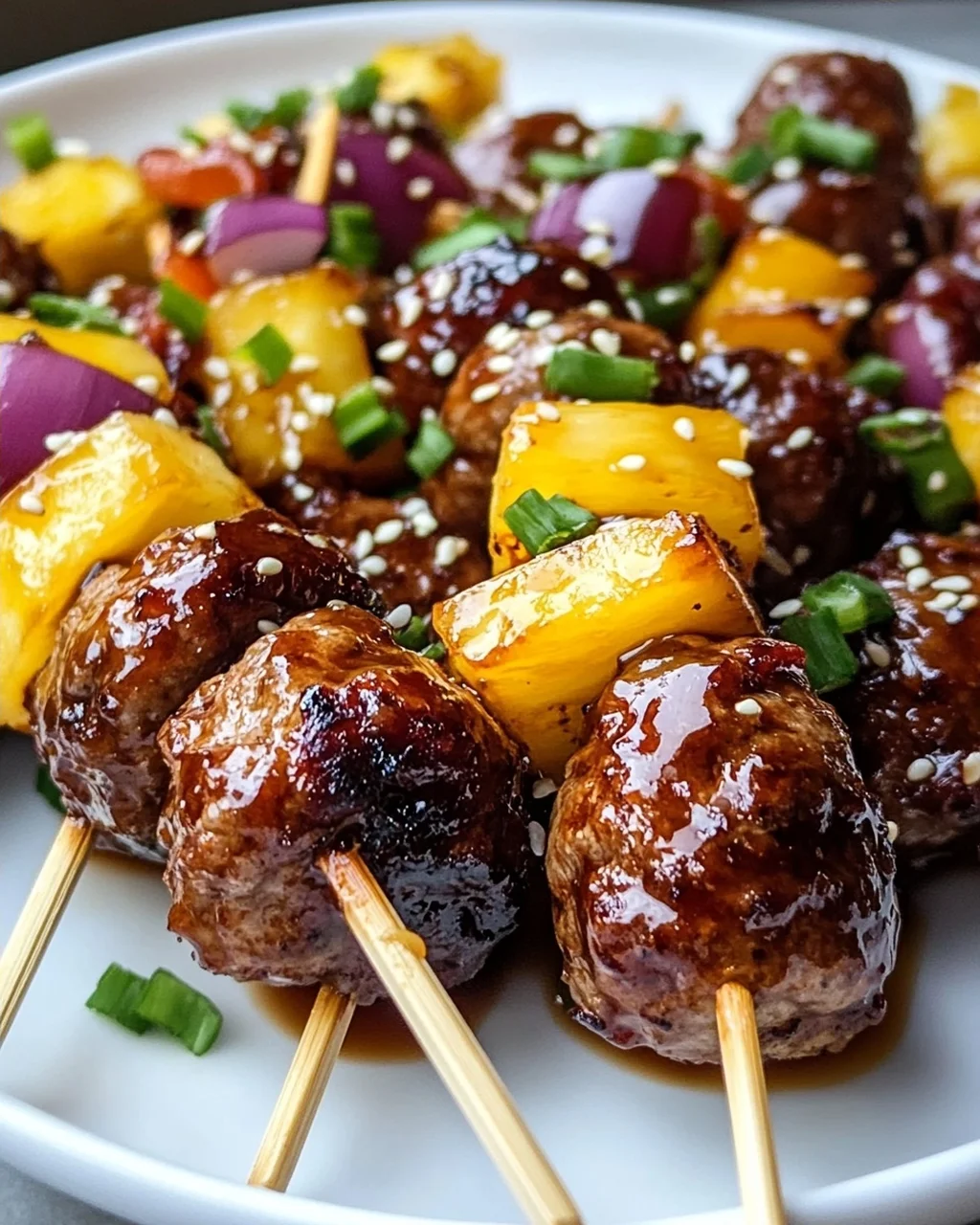 Rezept: Teriyaki Ananas Fleischbällchen-Spieße – Schnell & Lecker!