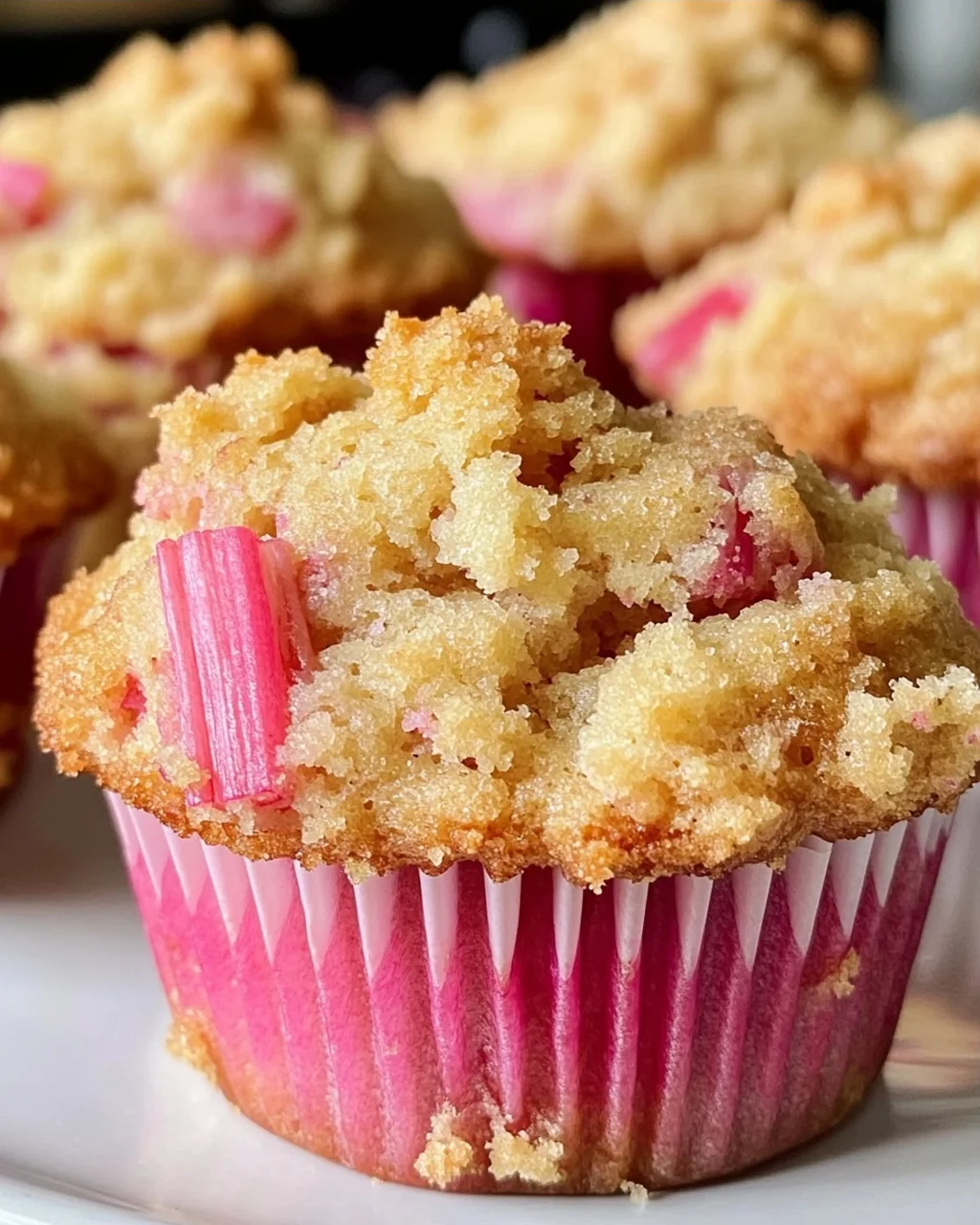 Rhabarber-Muffins mit Vanillestreuseln