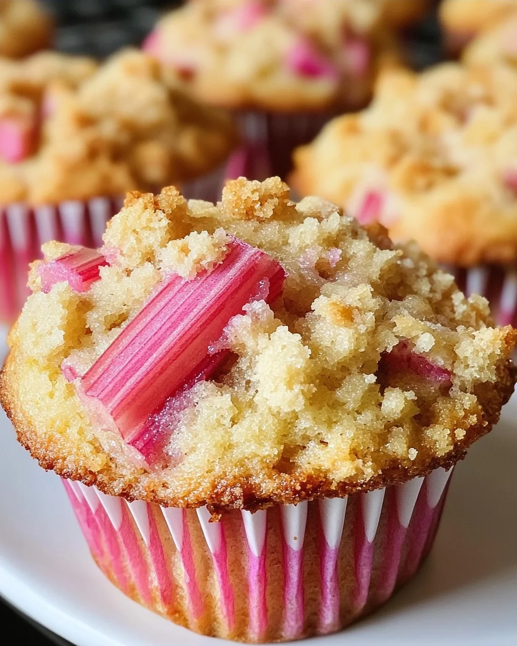 Rhabarber-Muffins mit Vanillestreuseln