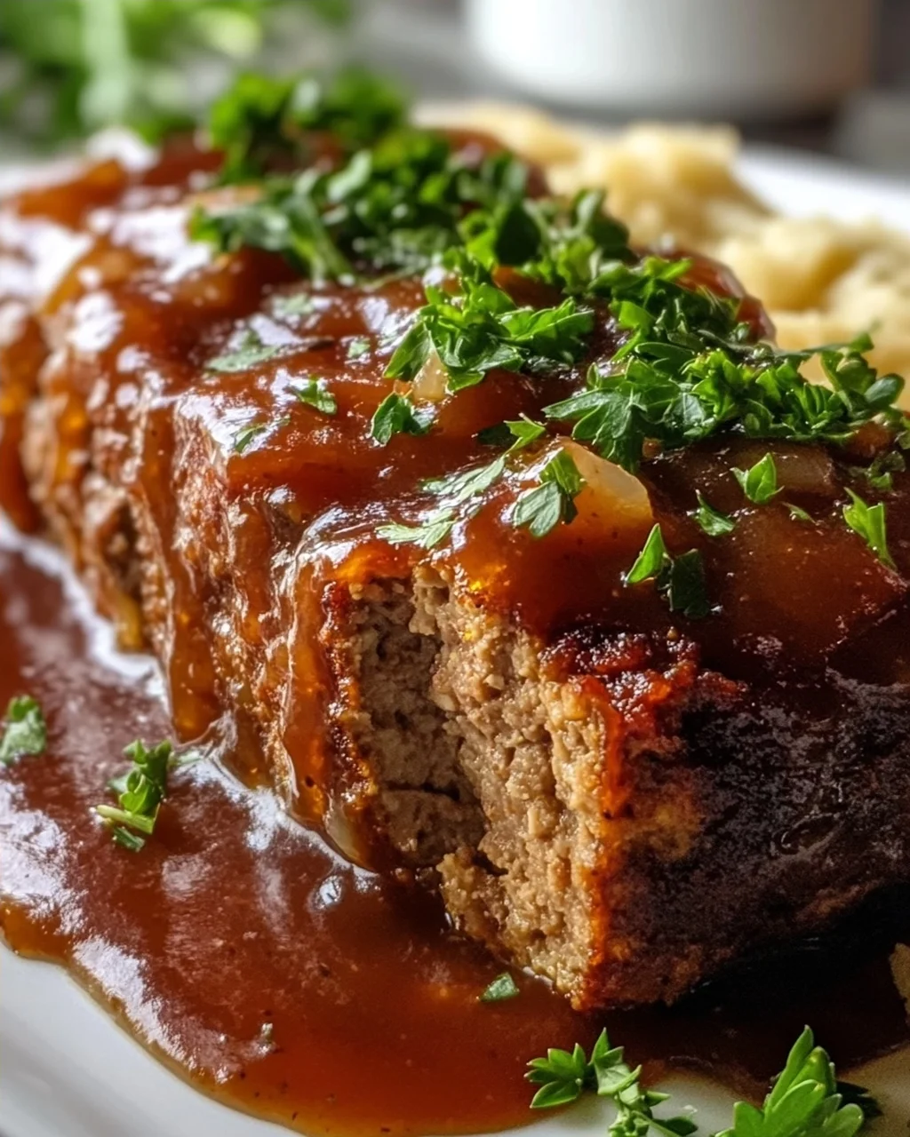 Saftiger Hackbraten mit Sauce