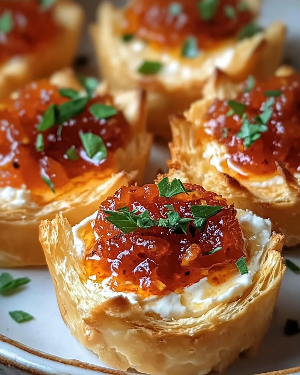 Schnelle Paprika-Marmelade-Creme-Käse-Dip Häppchen Rezept