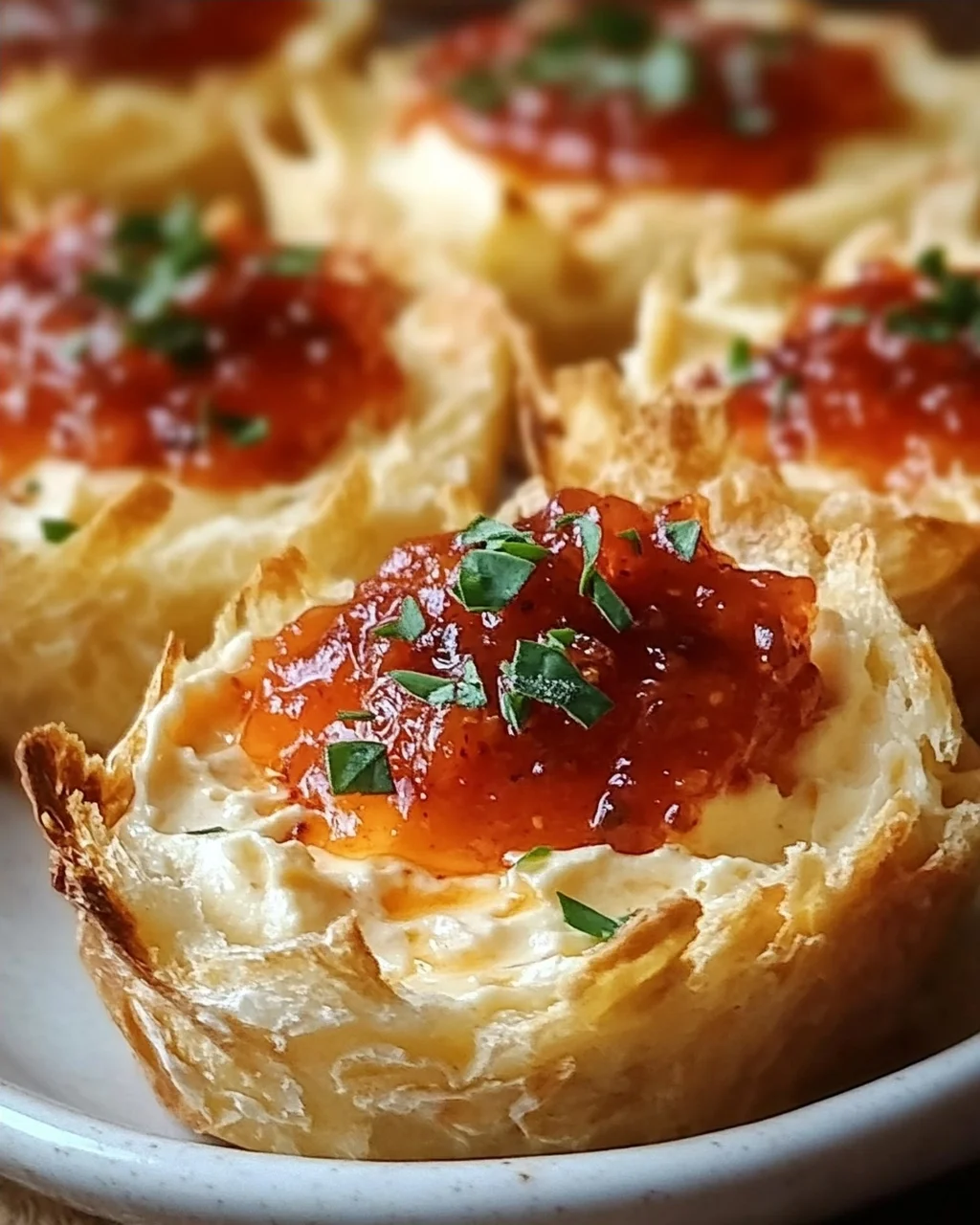 Schnelle Paprika-Marmelade-Creme-Käse-Dip Häppchen Rezept