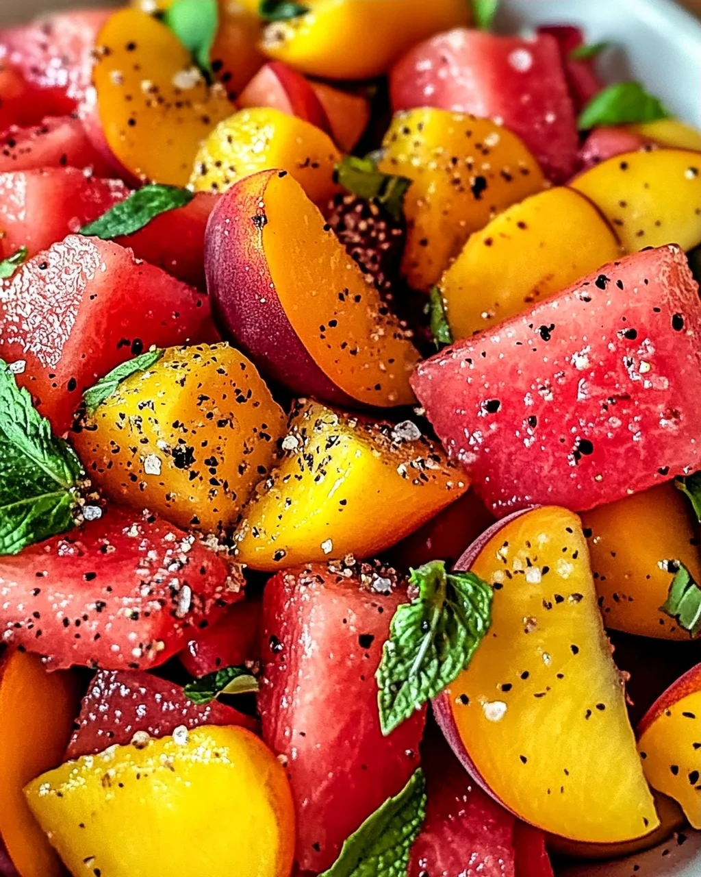 Sommerpfirsich-Wassermelonen-Salat für heiße Tage