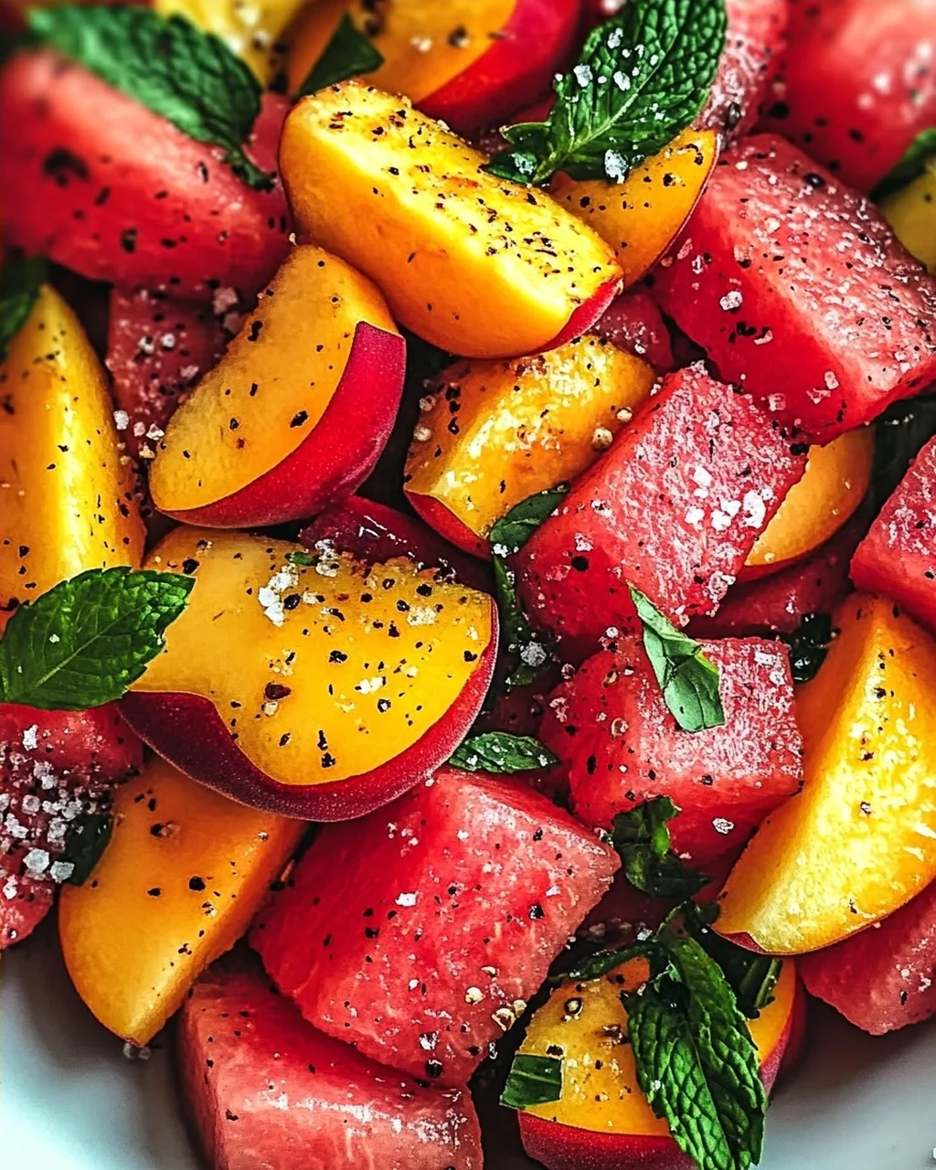 Sommerpfirsich-Wassermelonen-Salat für heiße Tage