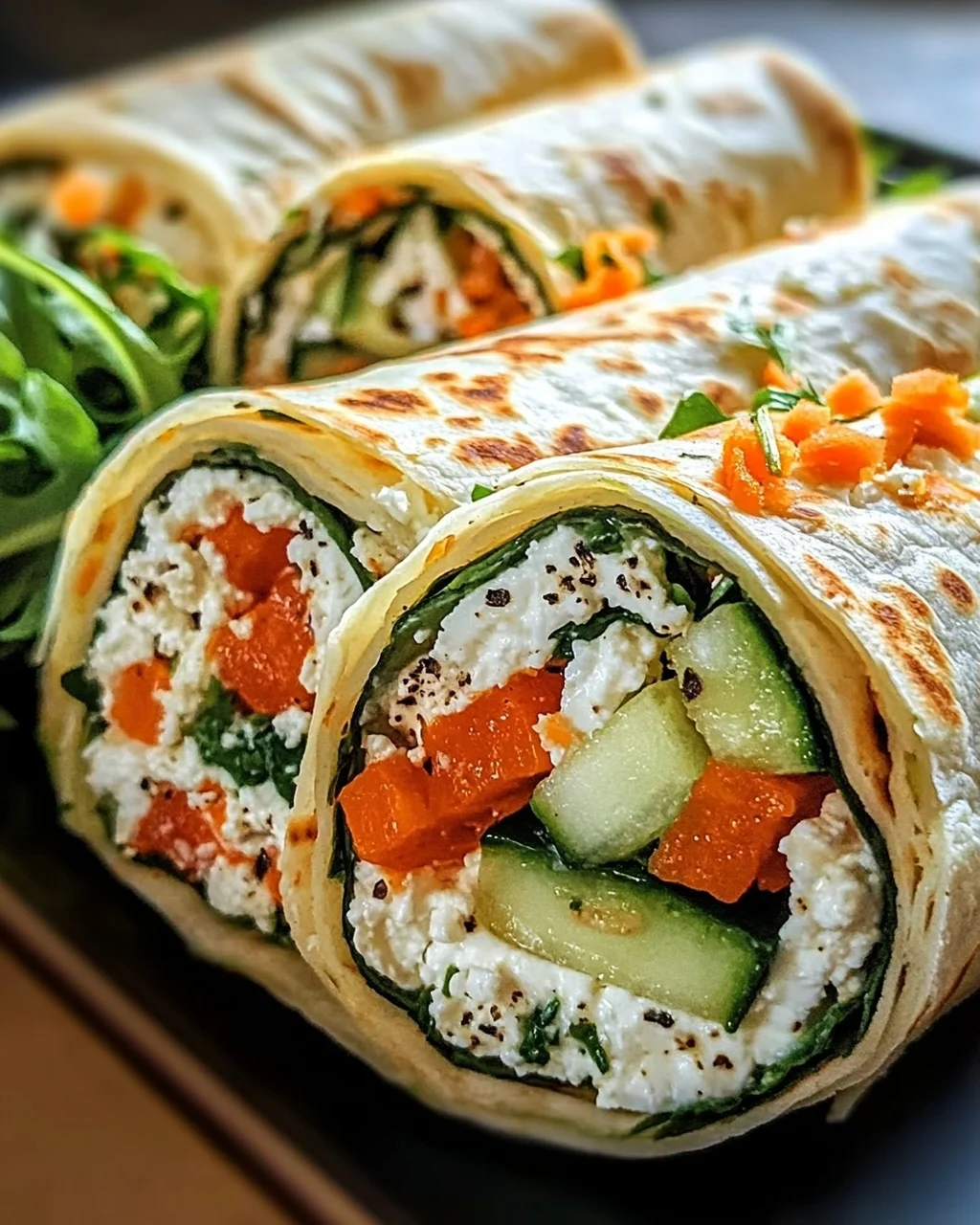 Tortilla-Rollen mit Feta