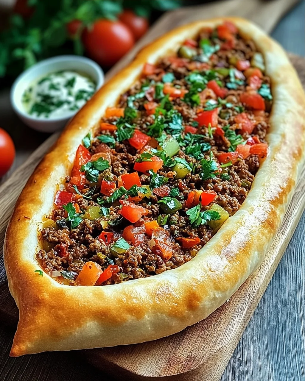 Türkische Pide mit Hackfleisch