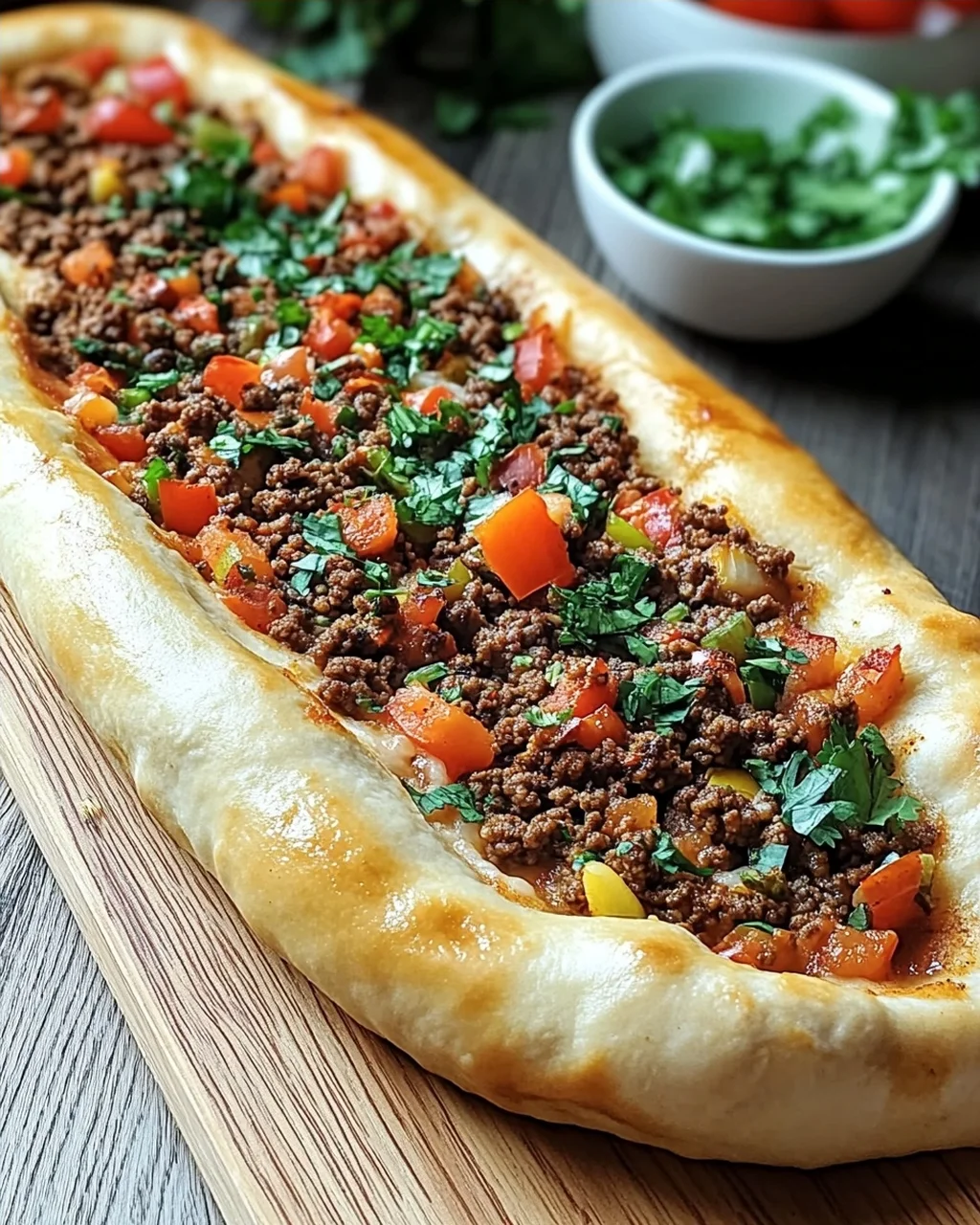 Türkische Pide mit Hackfleisch