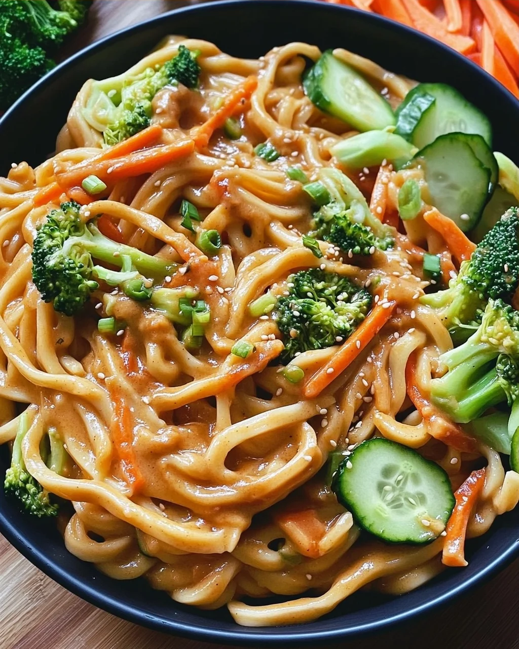 Udon Nudeln mit Erdnusssauce & Gemüse – Schnell & lecker!