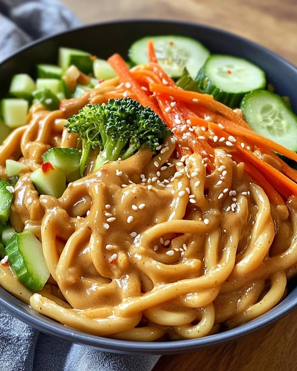 Udon Nudeln mit Erdnusssauce & Gemüse – Schnell & lecker!