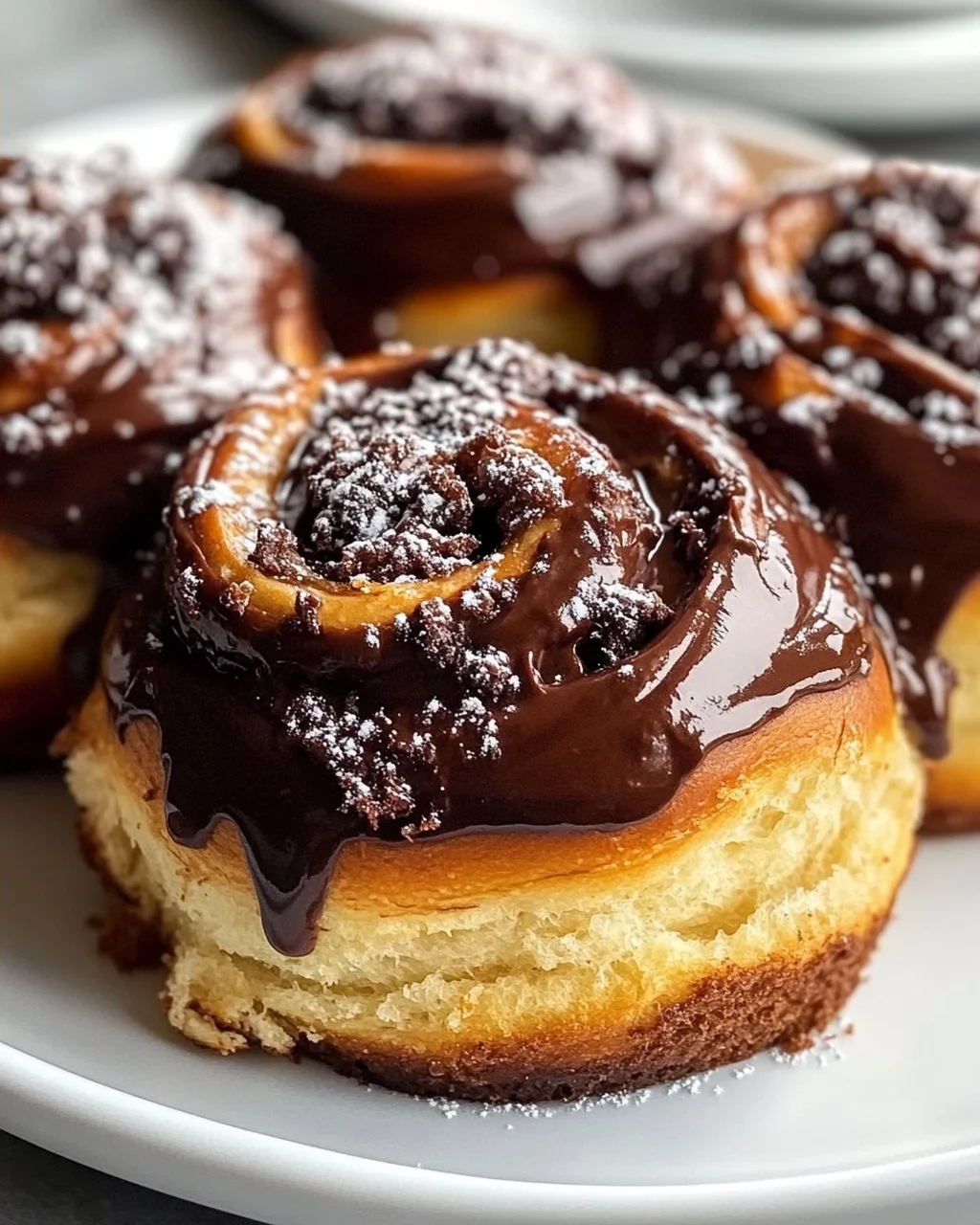 Unwiderstehliche Schoko-Zimtschnecken mit cremiger Fudge-Glasur