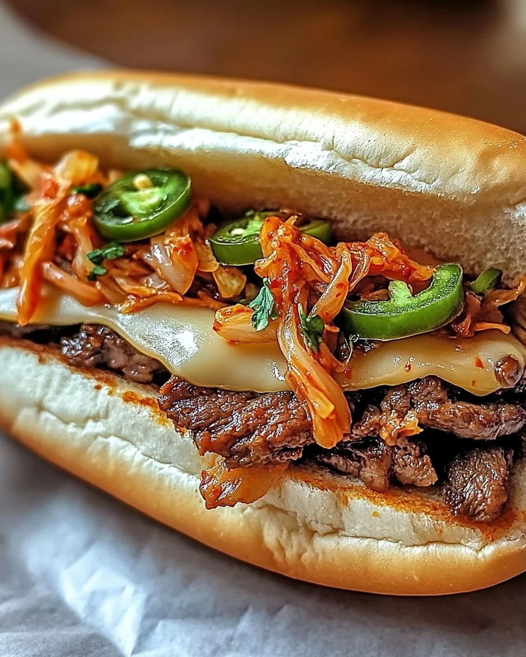Unwiderstehliches koreanisch inspiriertes Kimchi Bulgogi Cheesesteak