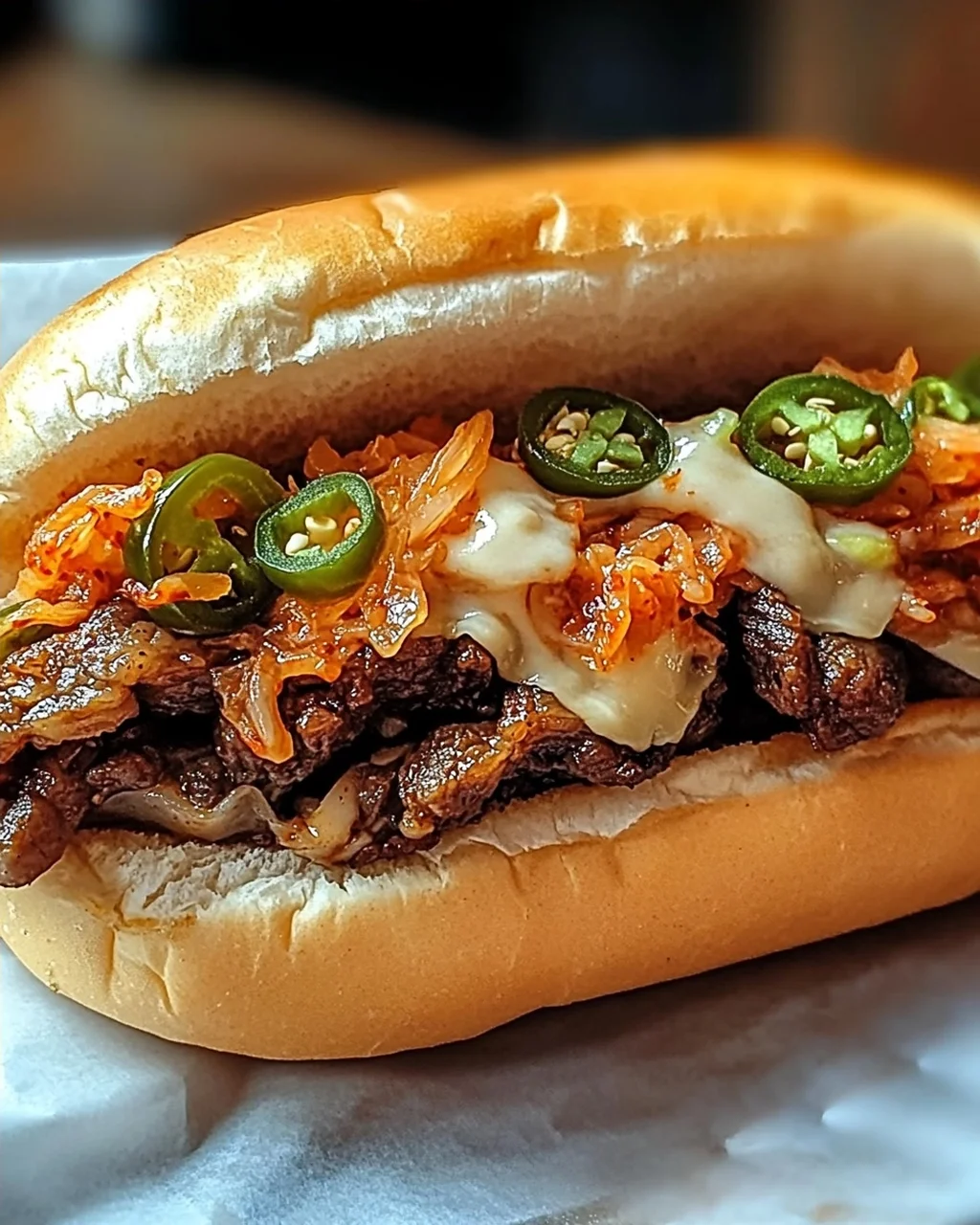 Unwiderstehliches koreanisch inspiriertes Kimchi Bulgogi Cheesesteak