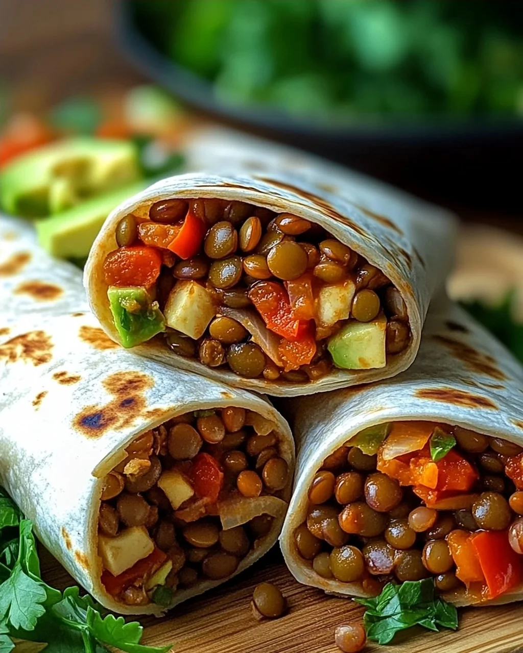 Vegetarische Burritos mit Linsen und Walnüssen